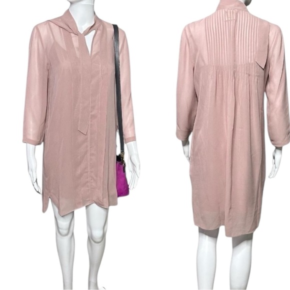 Club Monaco Silk Tunic Pintuck Seersucker Relaxed Fit Shirt Shift Mini Dress NEW - Picture 10 of 12